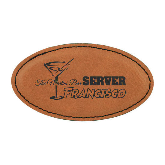 Oválna koženková menovka- hnedá/čierna