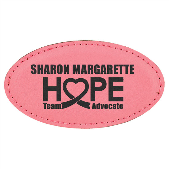 Oválna koženková menovka- ružová/čierna