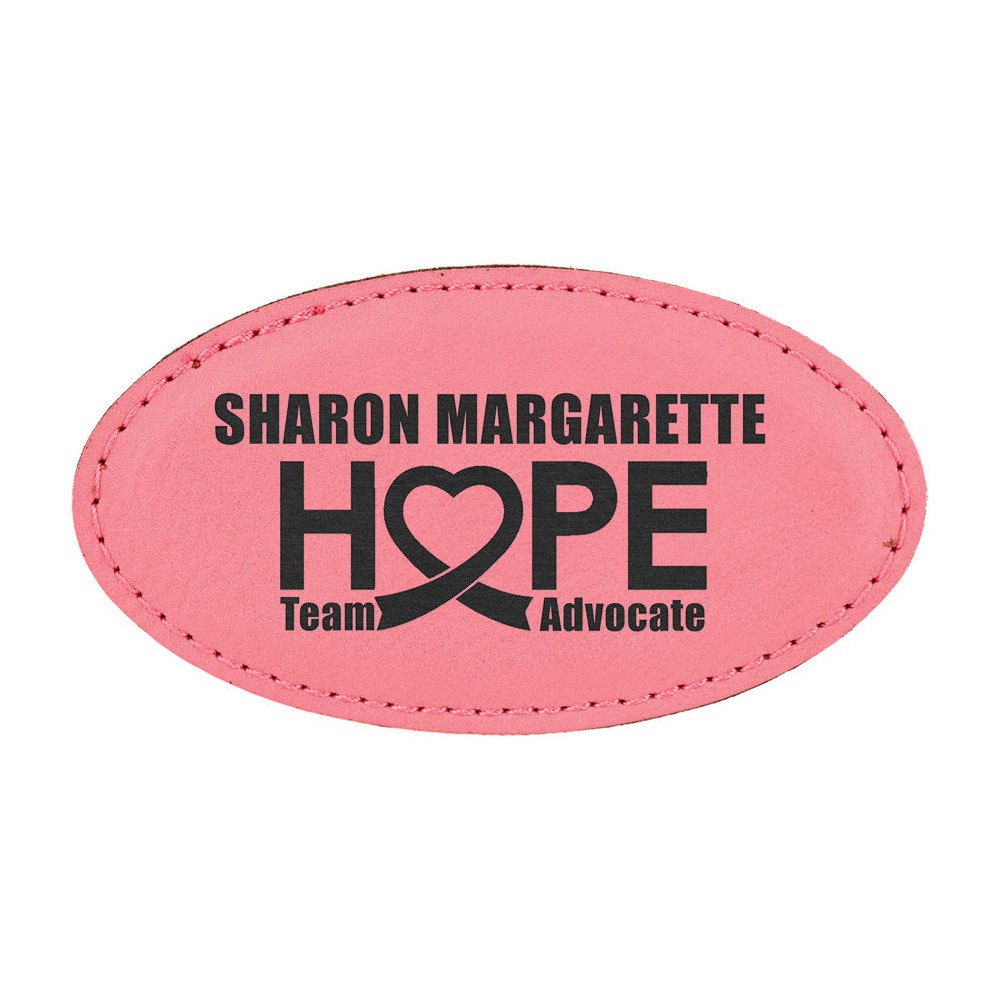 Oválna koženková menovka- ružová/čierna