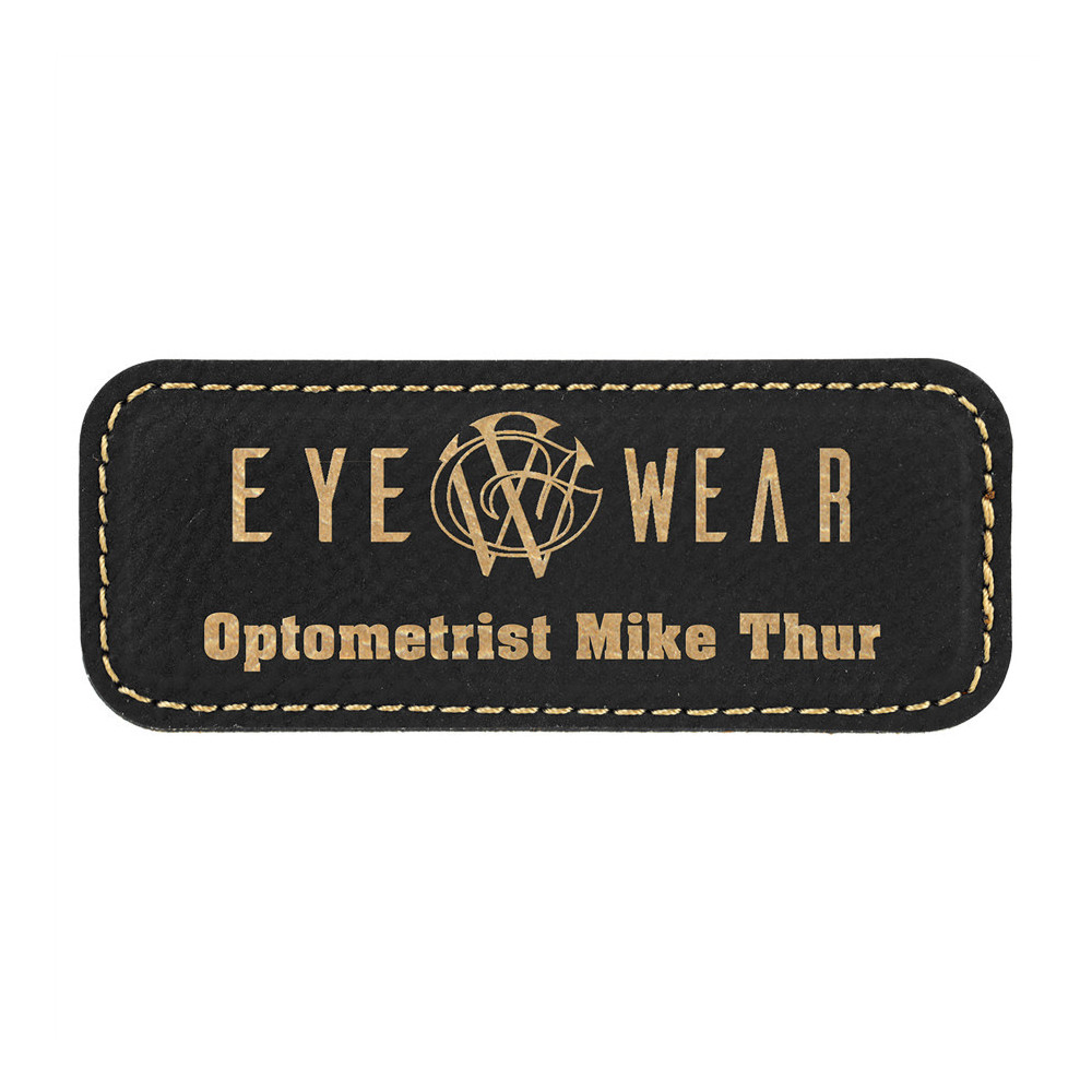 Obdĺžniková koženková menovka- čierna/zlatá