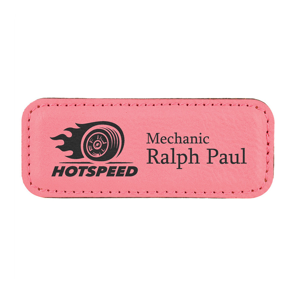 Obdĺžniková koženková menovka- ružová