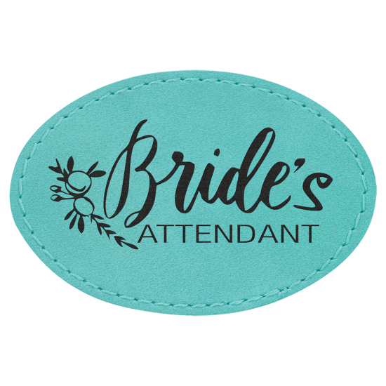 Oválna koženková nášivka- modrozelená