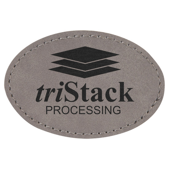 Oválna koženková nášivka- sivá