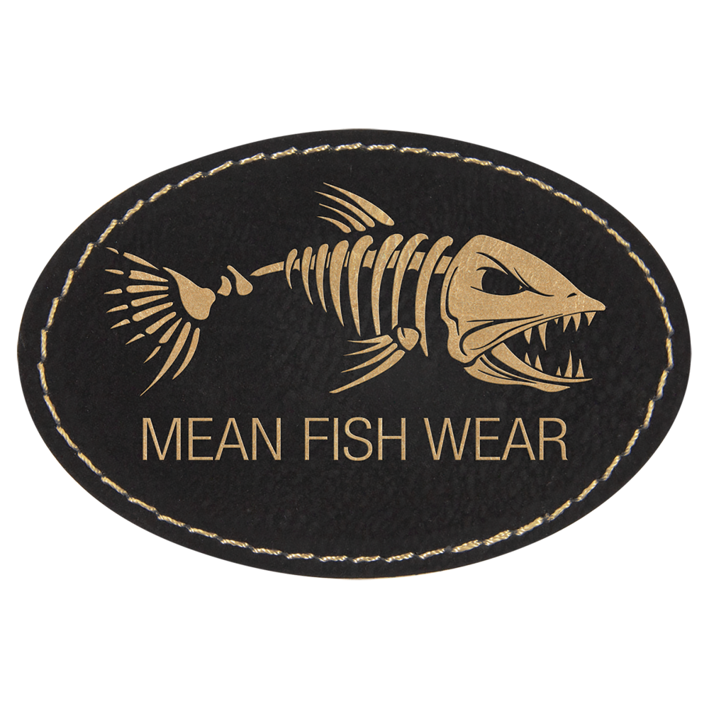 Oválna koženková nášivka- čierna/zlatá