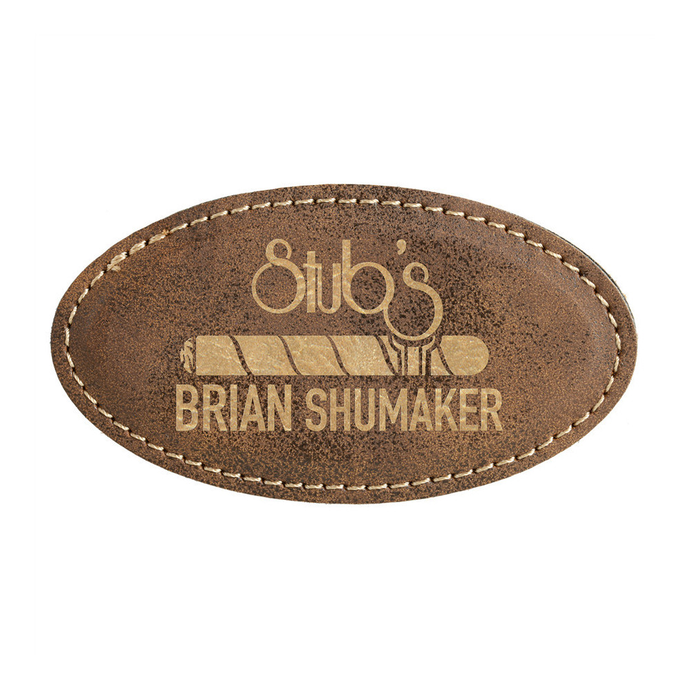 Oválna koženková menovka- rustikálna