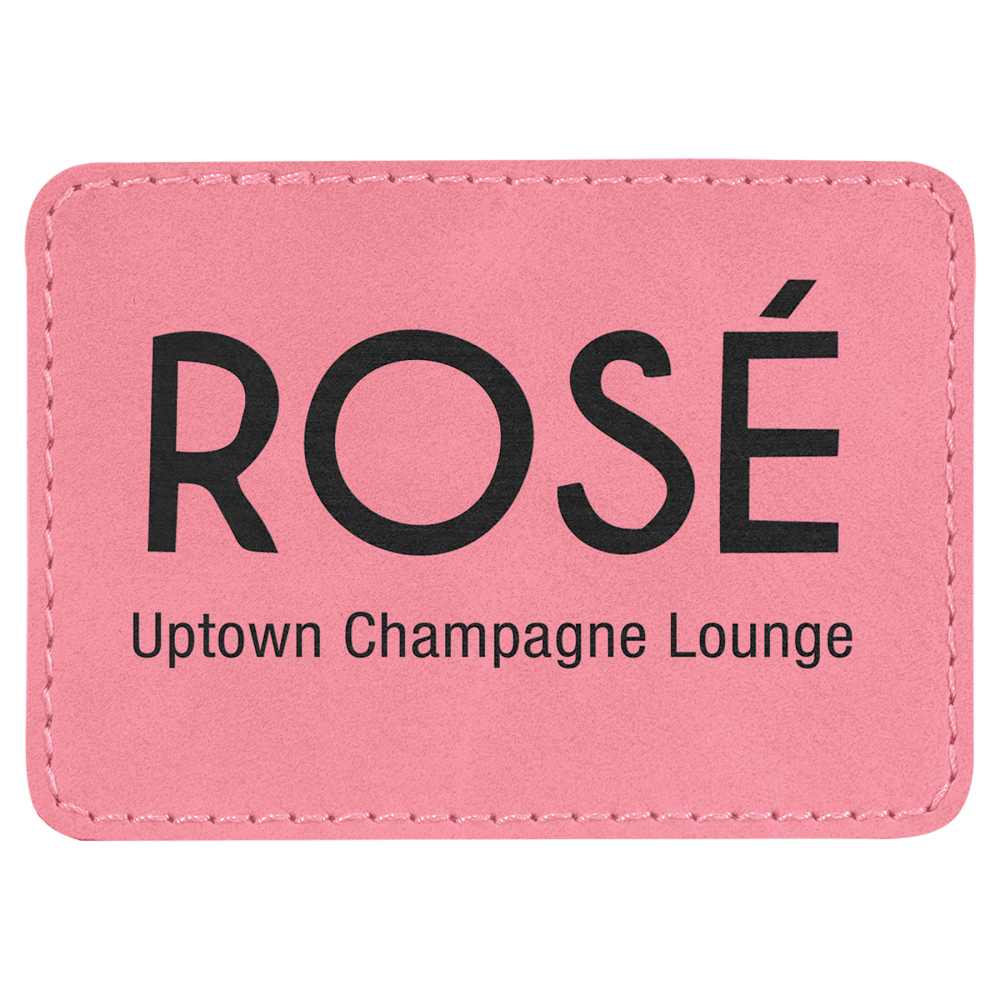 Obdĺžniková koženková nášivka-ružová