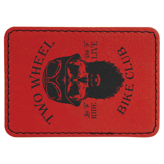 Obdĺžniková koženková nášivka-červená