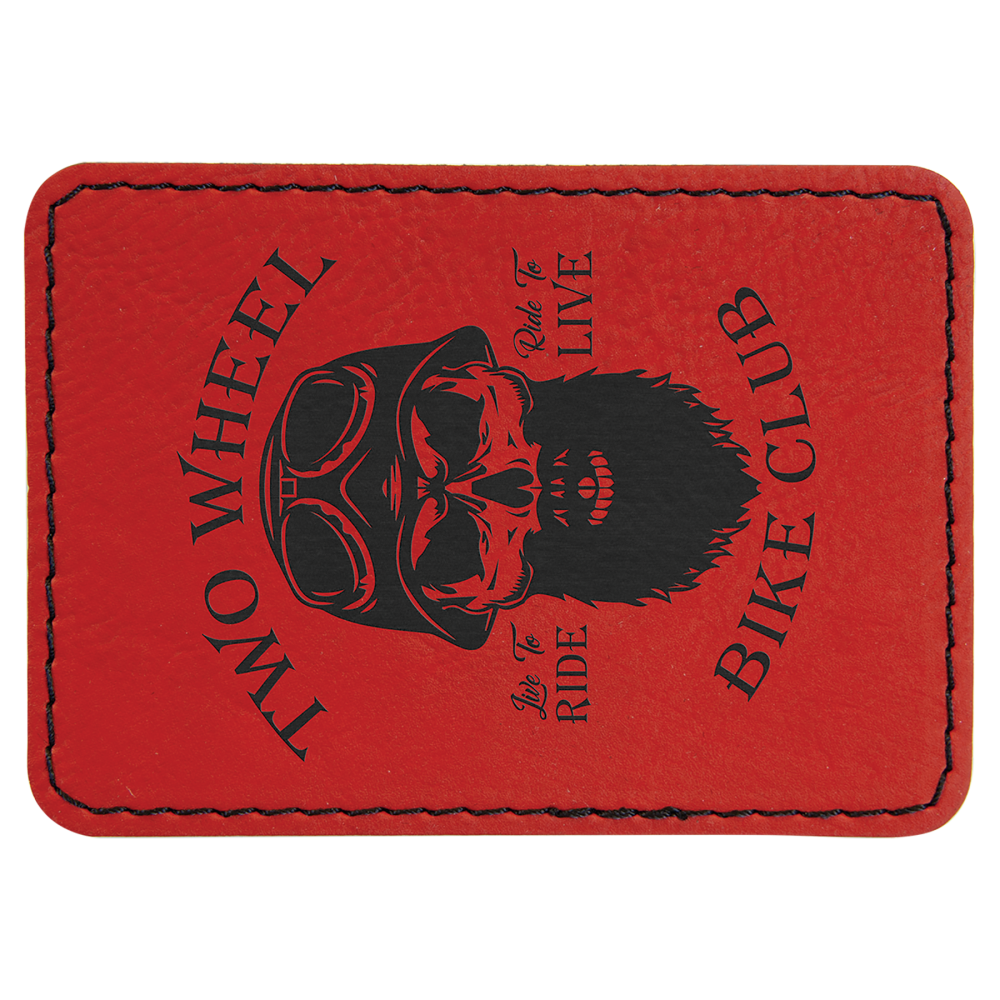 Obdĺžniková koženková nášivka-červená