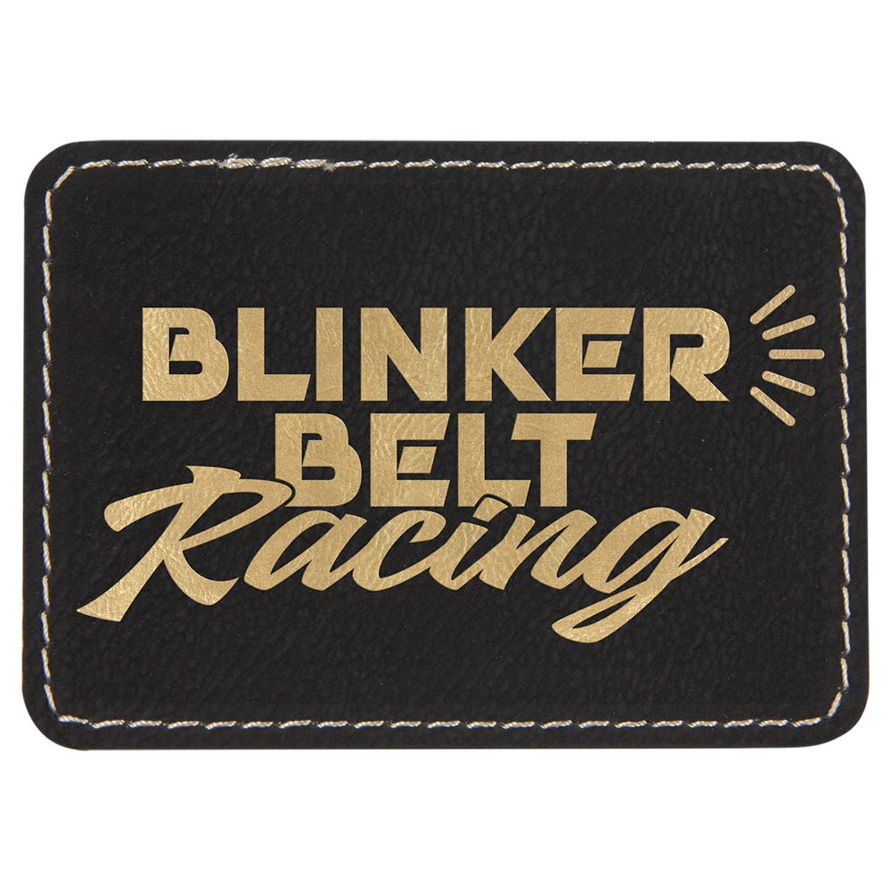 Obdĺžniková koženková nášivka - čierna/zlatá