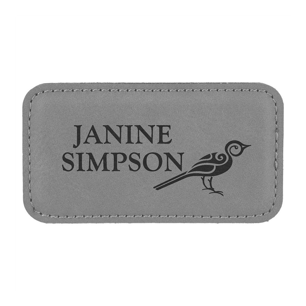 Obdĺžniková koženková menovka- sivá