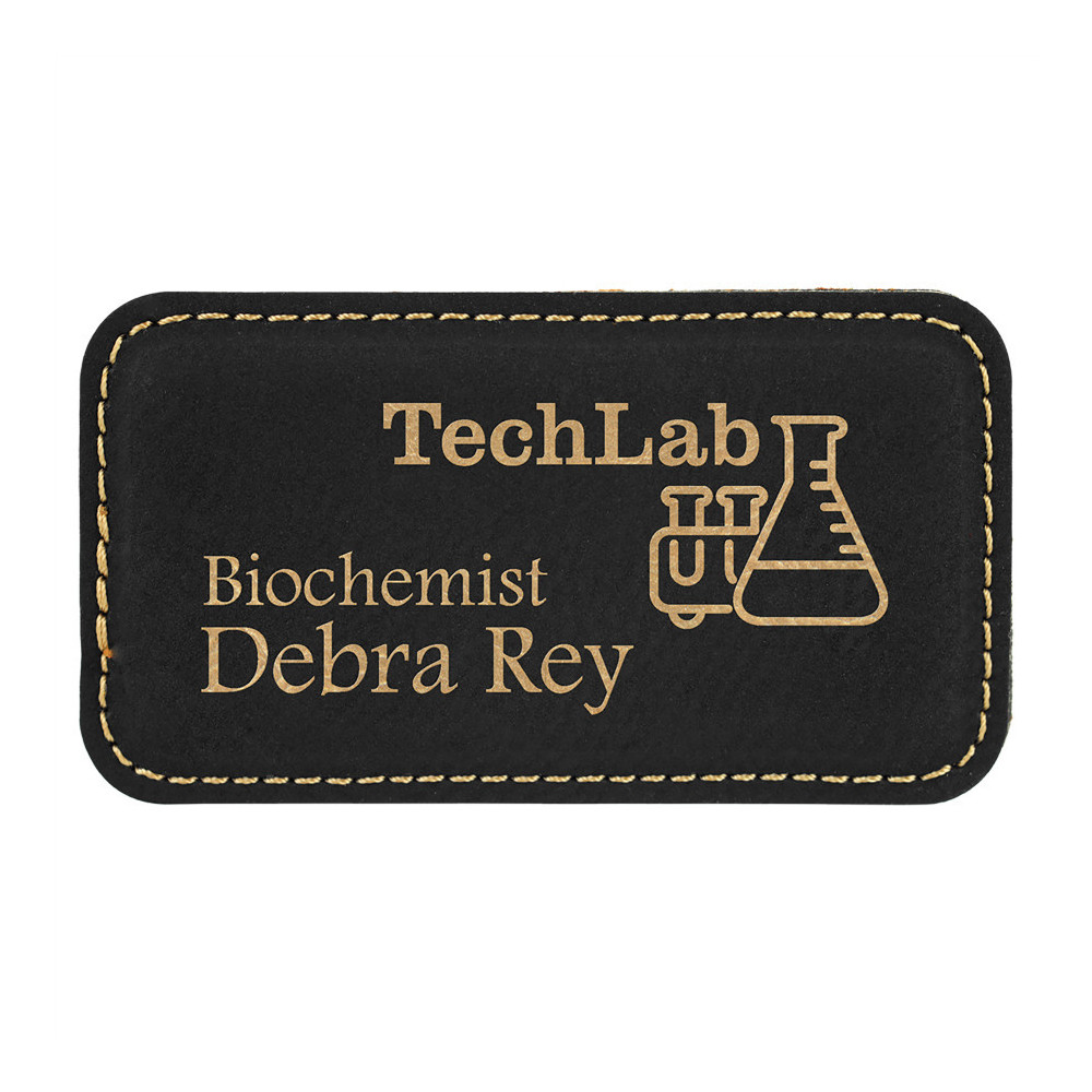 Obdĺžniková koženková menovka- čierna/zlatá