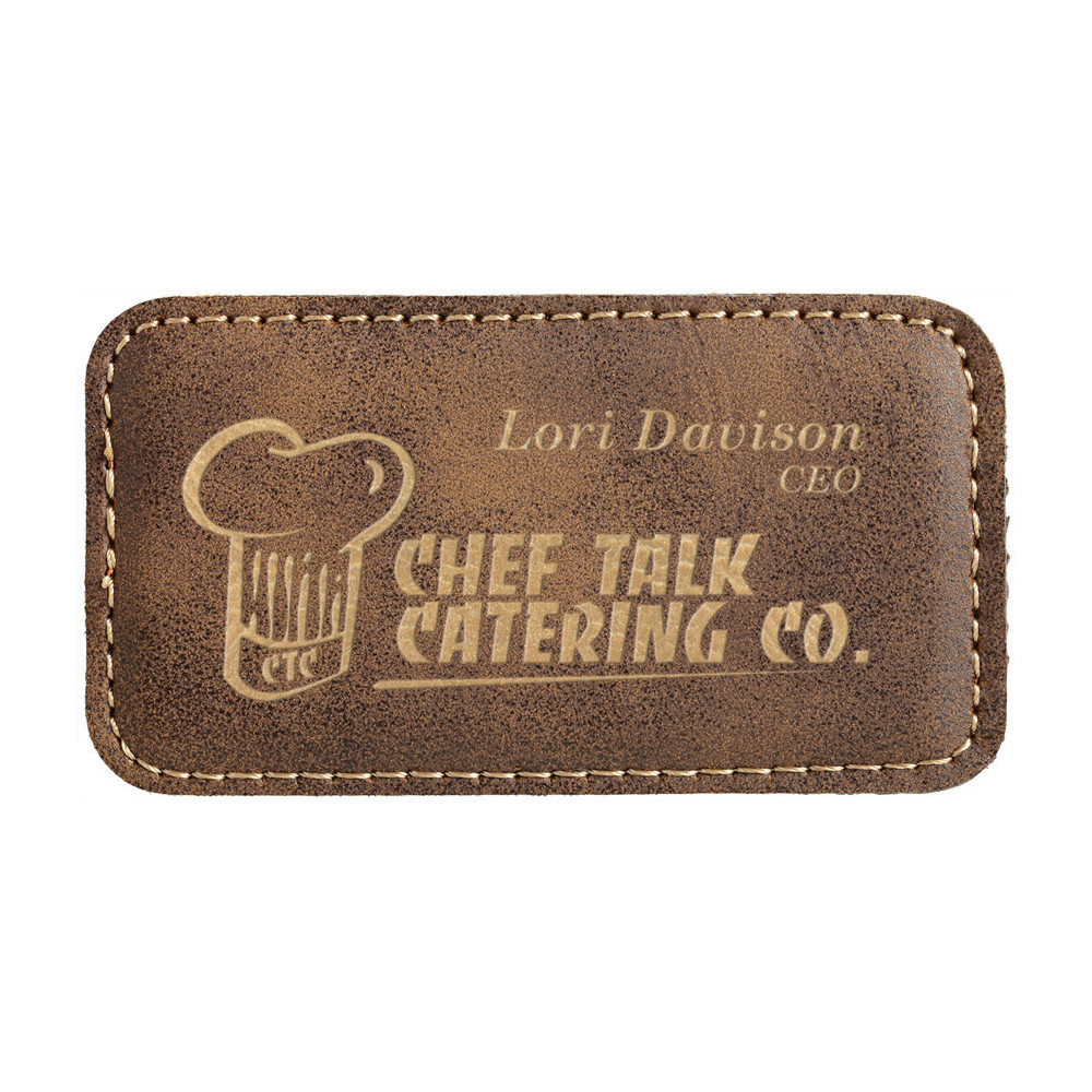 Obdĺžniková koženková menovka- rustikálna/zlatá