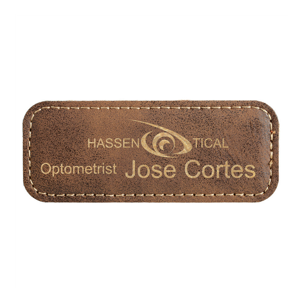 Obdĺžniková koženková menovka- tmavo-hnedá