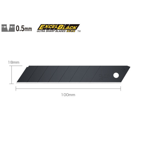 Nôž OLFA - Čierna extra ostrá segmentová čepeľ pre rezače