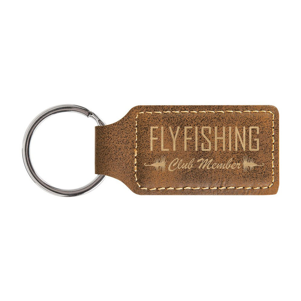 Leatherette keychain - brown rectangular