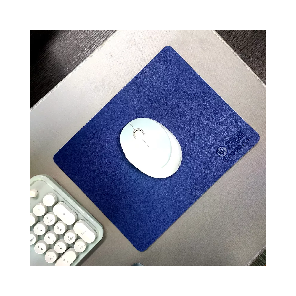 Koženková podložka pod myš - modrá/ strieborná